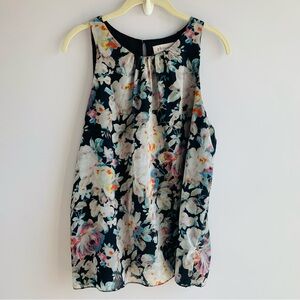 Philosophy Sleeveless Top Black Multi Floral Office Work Casual EUC Large